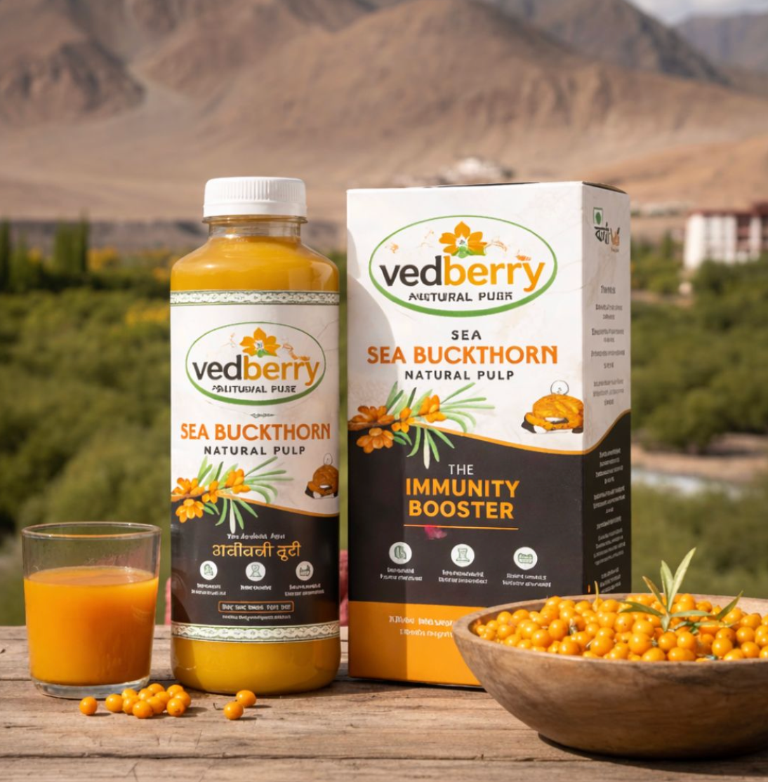 Vedberry Sea Buckthorn Juice (Pulp) Natural Vitamin C | Immunity & Skin Glow