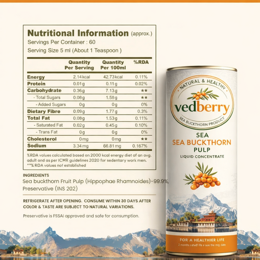 Vedberry Sea Buckthorn Juice (Pulp) Natural Vitamin C | Immunity & Skin Glow