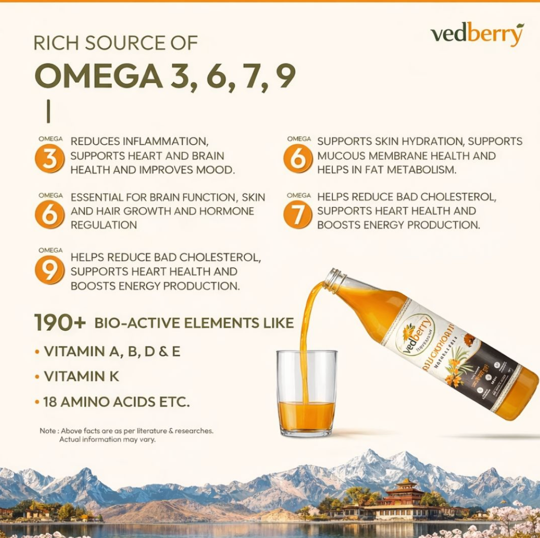 Vedberry Sea Buckthorn Juice (Pulp) Natural Vitamin C | Immunity & Skin Glow