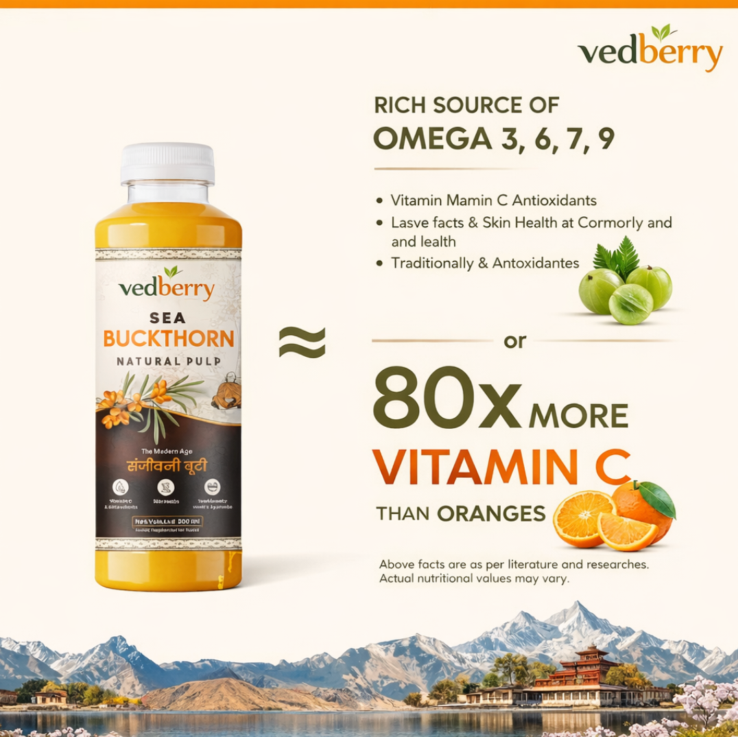 Vedberry Sea Buckthorn Juice (Pulp) Natural Vitamin C | Immunity & Skin Glow