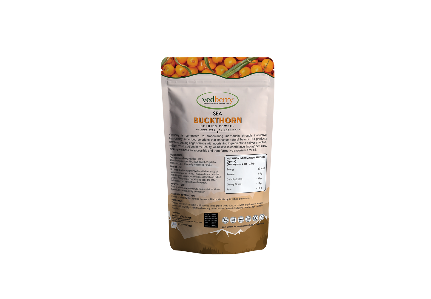 Organic Sea Buckthorn Berry Powder (100 Gram)